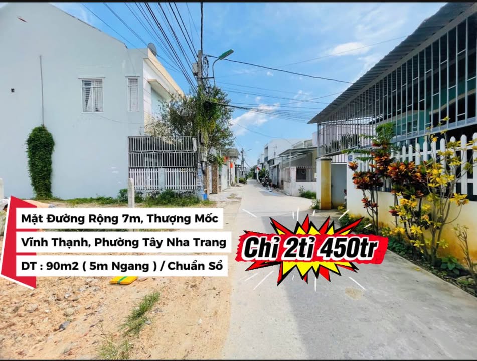 Đất mặt tiền đường Thượng Mốc, Vĩnh Thạnh, Nha Trang 90m² giá 2.45 tỷ - Chính chủ bán gấp!