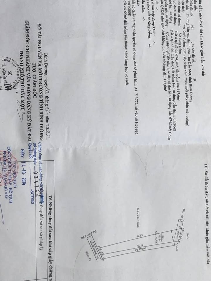 Đất vườn Phường Tân An Thủ Dầu Một 2605m² giá 6 tỷ - Gần sông Sài Gòn