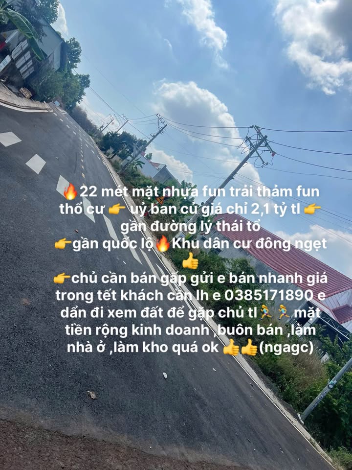 Đất thổ cư Huyện Vĩnh Cửu 22m² giá 2.1 tỷ - Mặt tiền kinh doanh đắc địa!