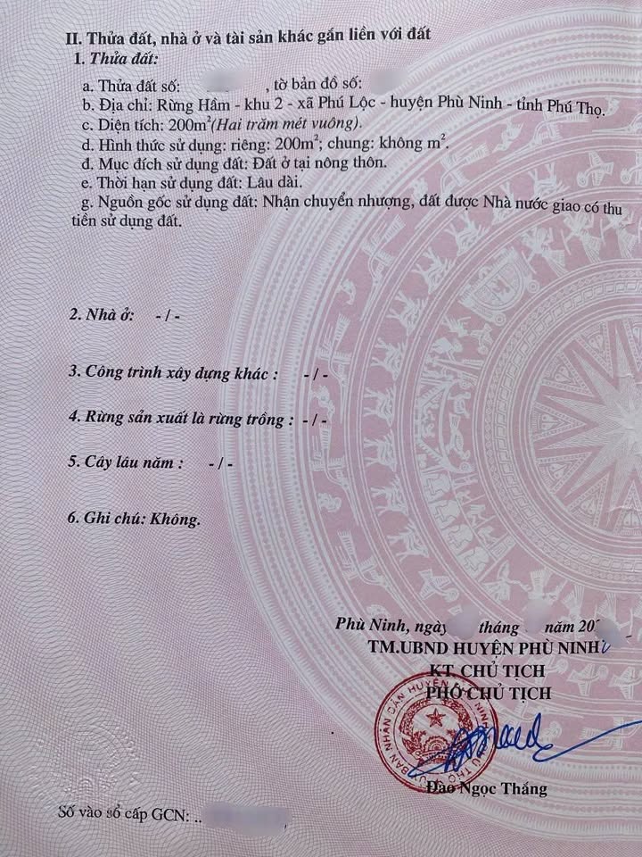 Đất nền 200m² Xã Phù Ninh, Phú Thọ - Cơ hội đầu tư tuyệt vời!