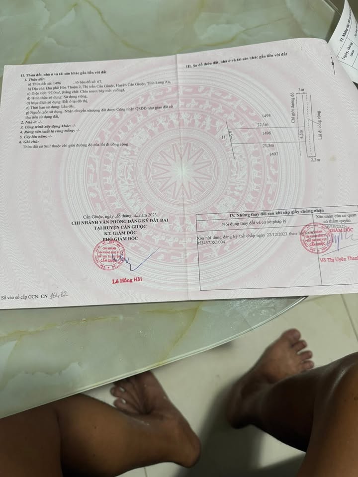 Đất thổ cư Khu phố Hoa Thuận 2, Cần Giuộc 99m² giá 980 triệu - Sổ hồng chính chủ
