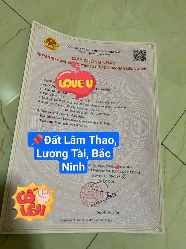 Đất nền Lâm Thao, Lương Tài, Bắc Ninh 96.3m² - Đầu tư sinh lời cao!