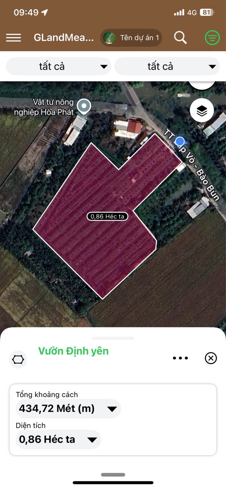Đất vườn quýt Định An, Lấp Vò 8300m² giá 5.81 tỷ - Mặt tiền 32m thuận lợi!