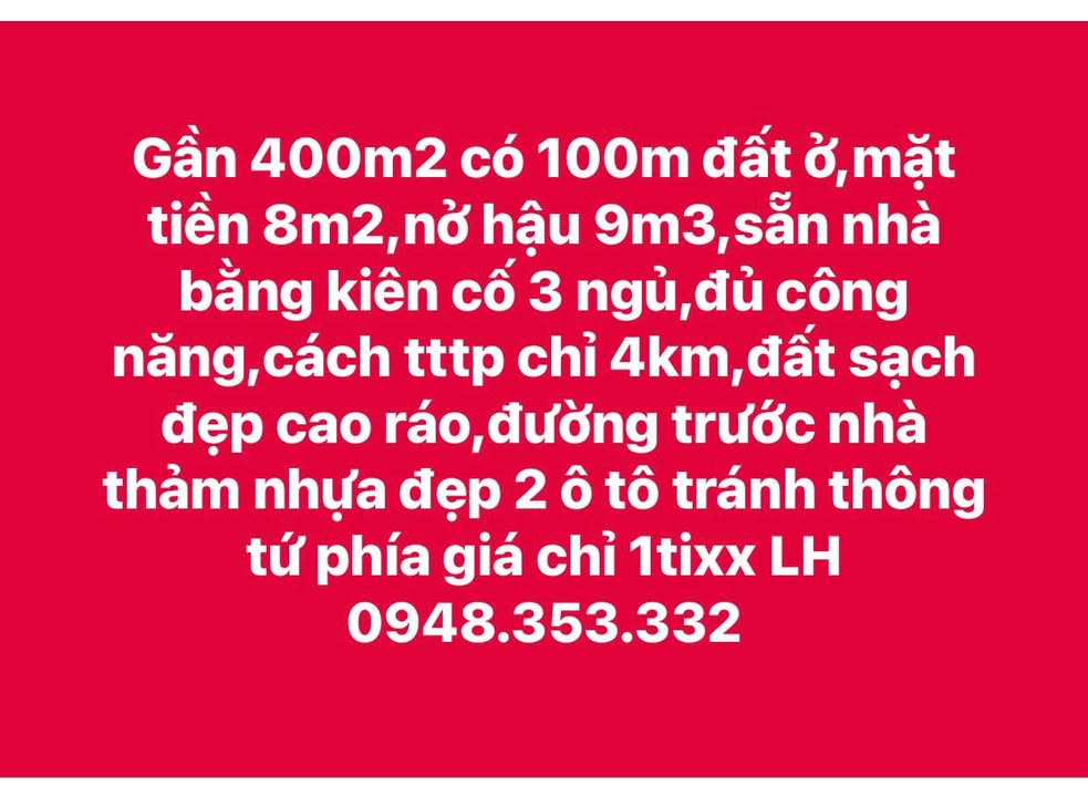 Đất nền rộng 400m² tại xã Quảng Đức, Thanh Hóa - Cần bán gấp chỉ 1 tỷ!
