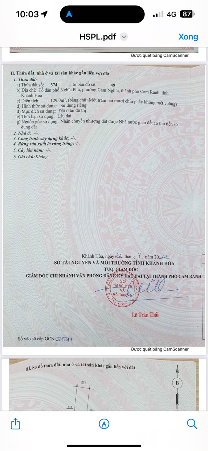 Lô đất 129m² tại Phường Bắc Cam Ranh giá chỉ 1,95 tỷ - Cơ hội đầu tư hấp dẫn!