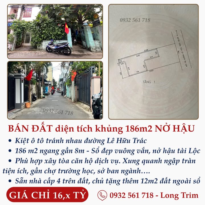 Đất nền đường Lê Hữu Trác, Sơn Trà 186m² - Ô tô tránh nhau, giá chỉ 16 tỷ!