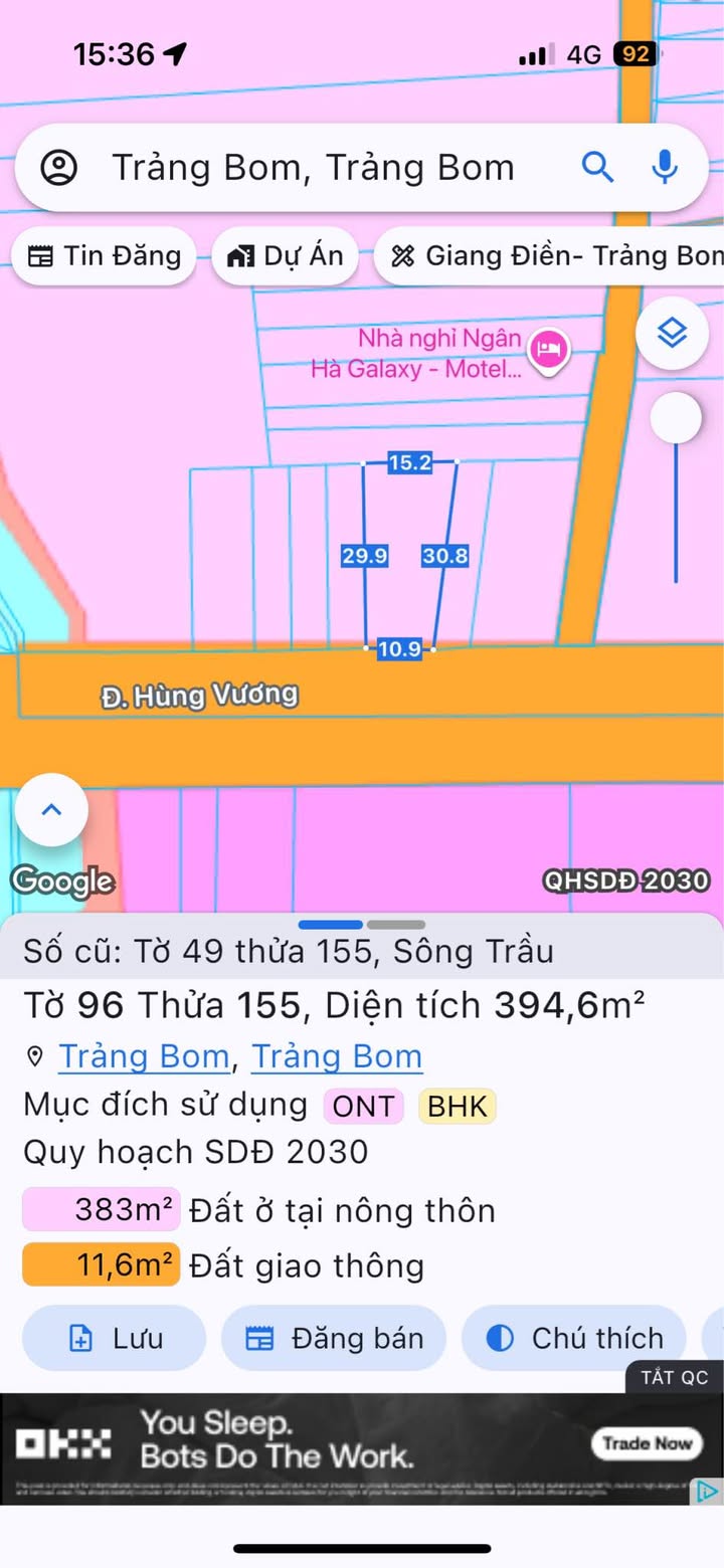 Nhà phố Đường Hùng Vương, Thị Trấn Trảng Bom 400m² giá 8 tỷ - Kinh doanh sầm uất!