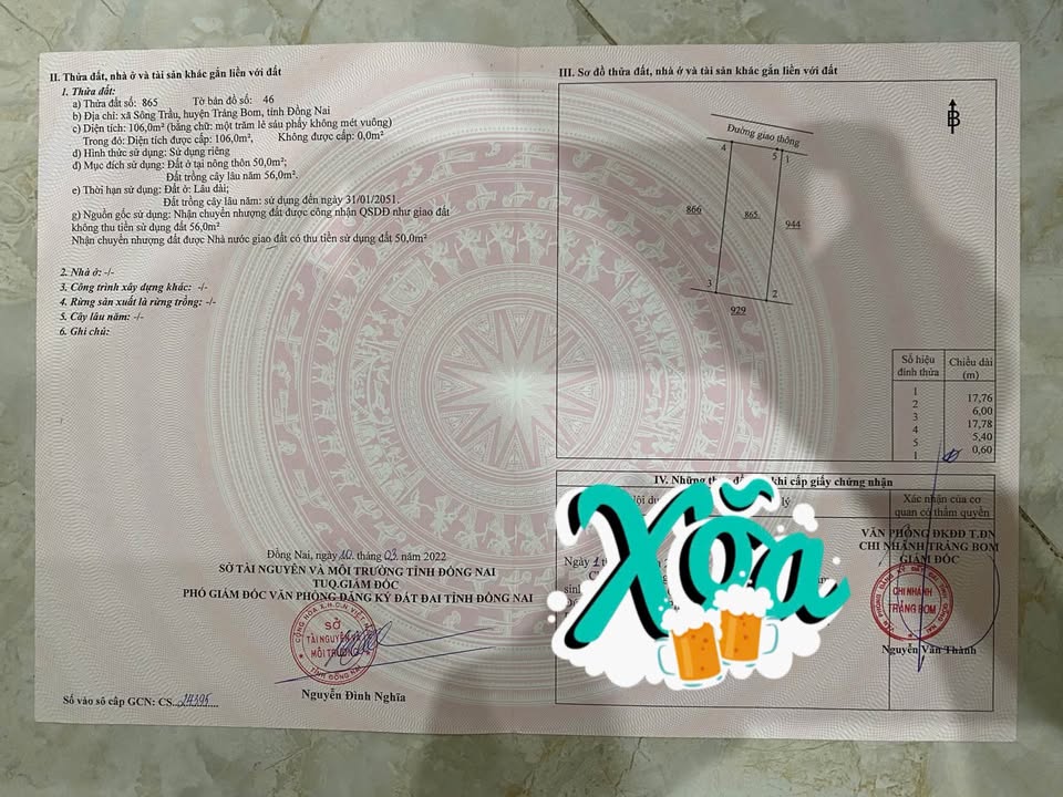 Đất nền 106m² tại xã Quảng Tiến, huyện Trảng Bom chỉ 800 triệu - Đầu tư sinh lời ngay!