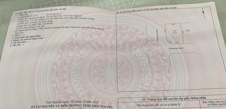 Đất nền lô góc tại Phường Hồng Tiến, TP Phổ Yên, 272m² - Giá tốt đầu tư!