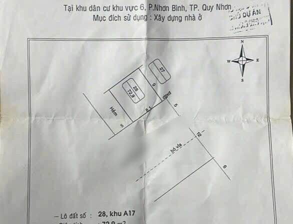 Đất nền 2 mặt tiền khu vực 6 Nhơn Bình 72.9m² giá 2.4 tỷ - Đầu tư sinh lời ngay!