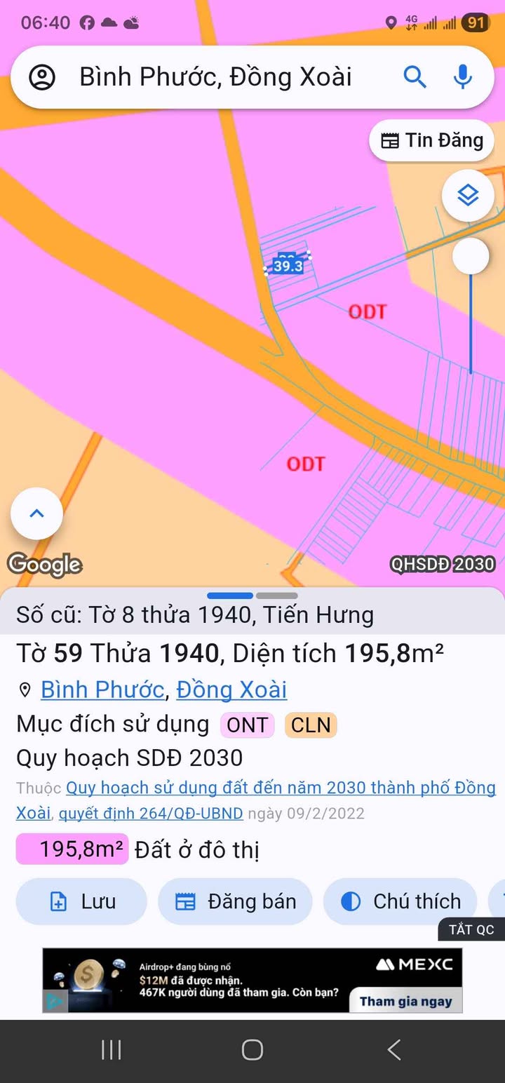 Đất nền Hẻm 354 Tiến Hưng 195m² giá chỉ 600 triệu - Cơ hội đầu tư tuyệt vời!