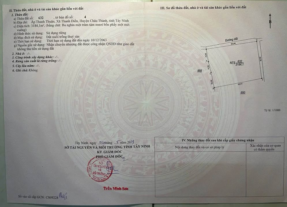 Đất nền 3184m² tại Châu Thành, Tây Ninh - Sổ hồng riêng, pháp lý rõ ràng!