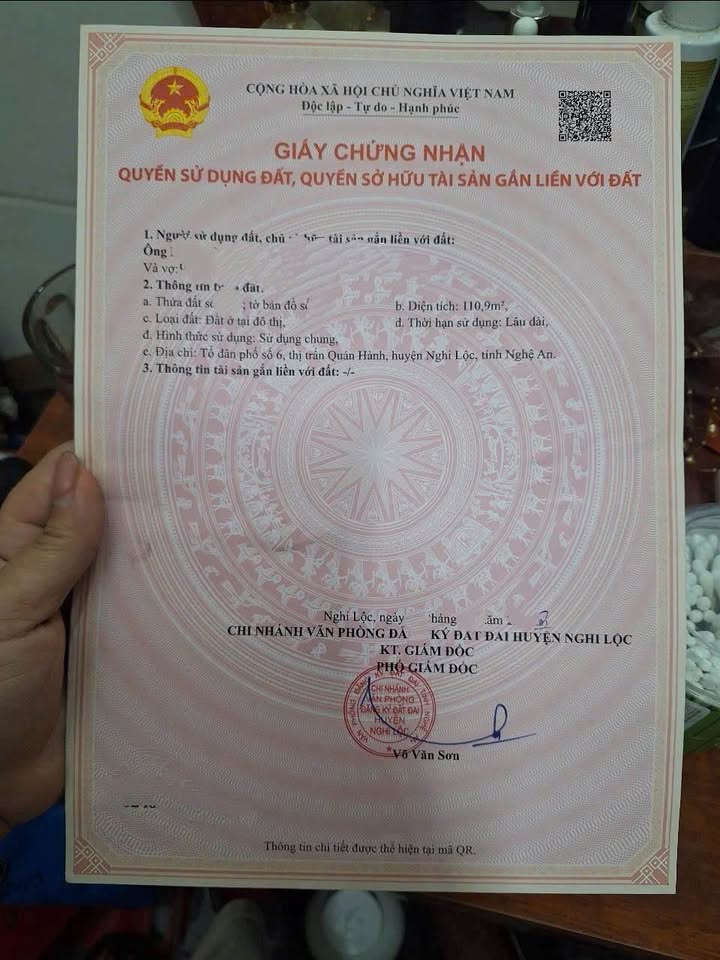 Lô đất Thị trấn Quán Hành, Nghi Lộc 110,9m² giá 1.48 tỷ - Cơ hội đầu tư tuyệt vời!