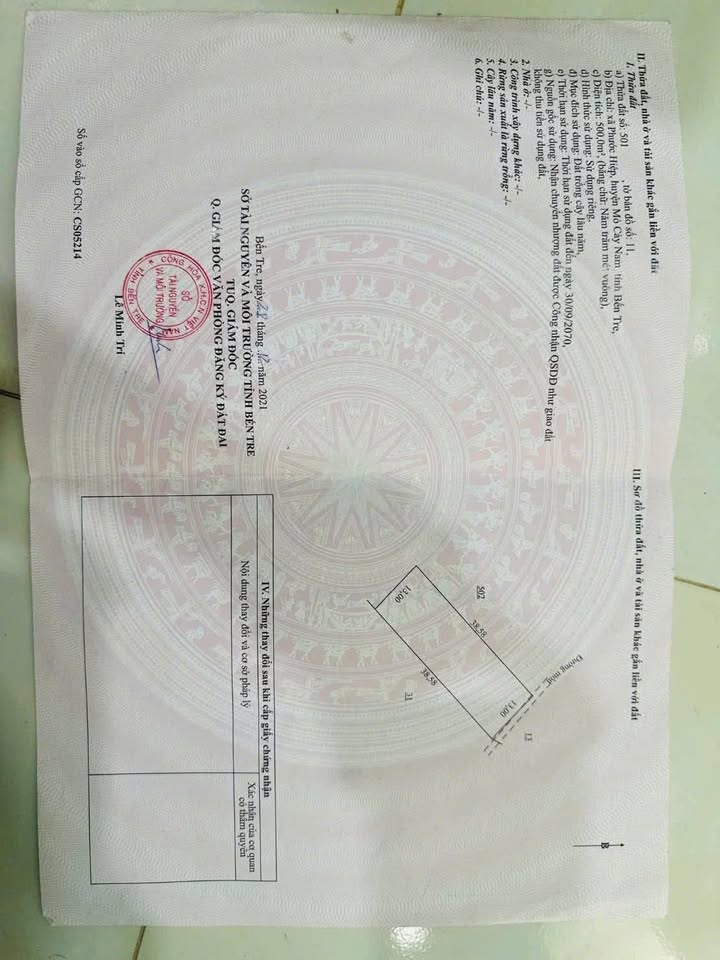 Đất nền Phước Hiệp, Mỏ Cày Nam, 500m² giá chỉ 250 triệu - Sổ đỏ chính chủ!