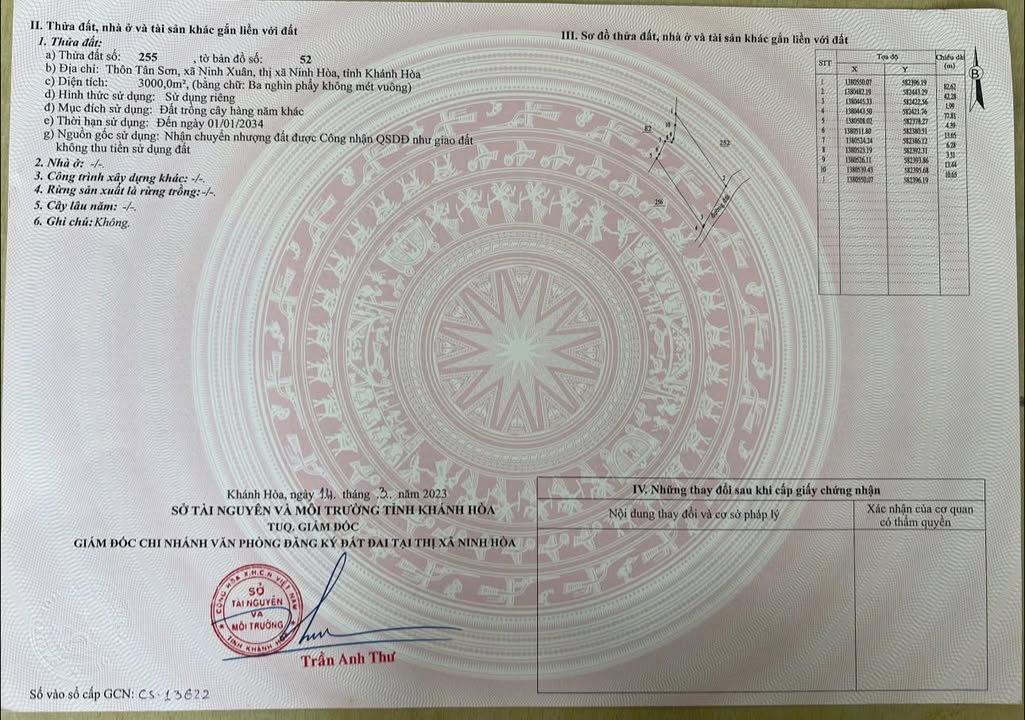 Đất nền 3000m² tại Ninh Bình, Ninh Hòa - Giá chỉ 750 triệu - Cơ hội đầu tư hiếm có!