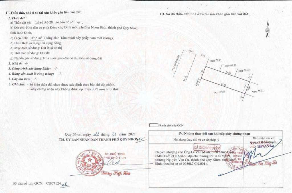 Đất mặt tiền đường Nguyễn Diêu, TP Quy Nhơn 87.5m² giá 3 tỷ - Đầu tư sinh lời ngay!