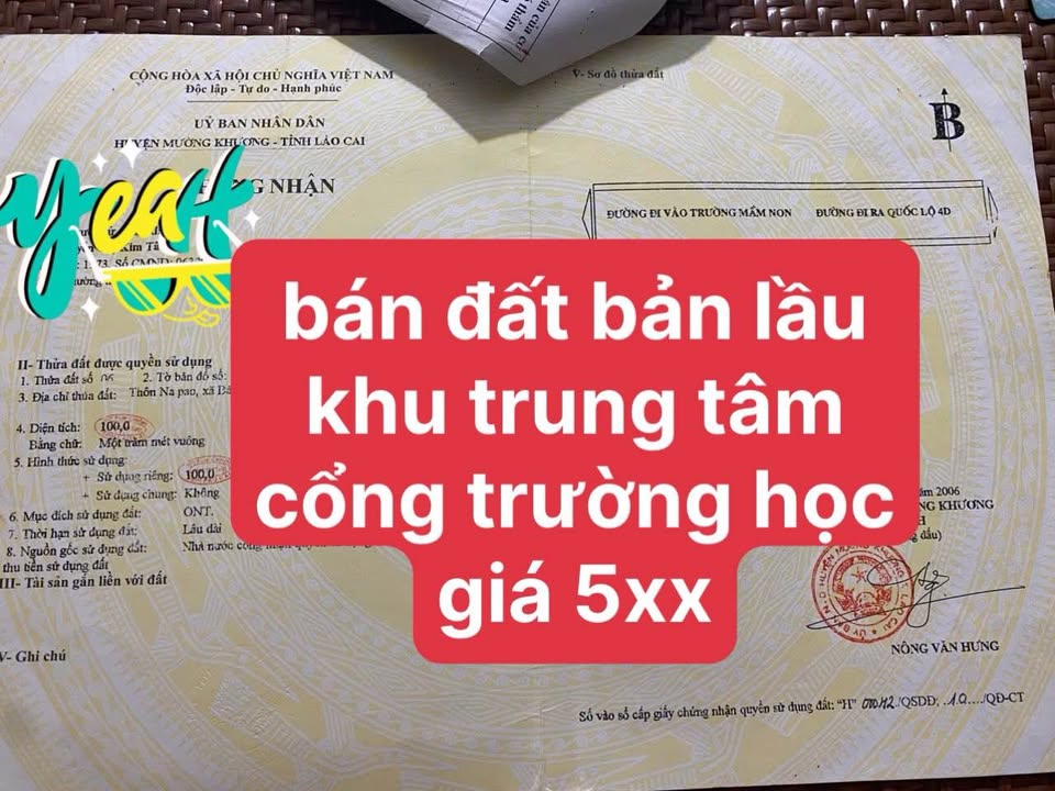 Đất nền Bản Lầu, Mường Khương 100m² giá chỉ 500 triệu - Chính chủ cần bán gấp!
