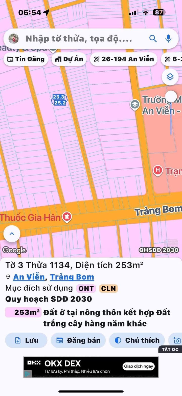 Đất nền xã An Viễn, Trảng Bom 255m² giá 2 tỷ - Đầu tư sinh lời hấp dẫn!