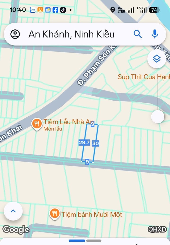 Đất nền Phường An Khánh, Cần Thơ 266m² giá 7.45 tỷ - Vị trí đẹp, hẻm thông rộng!