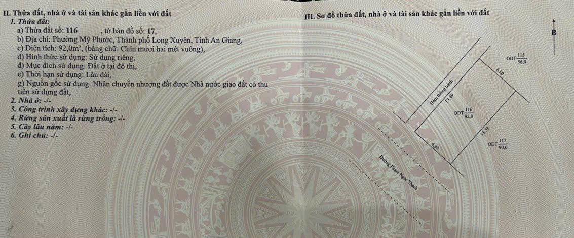 Đất nền đường Phạm Ngọc Thạch, Long Xuyên, 92m² - Giá hợp lý chỉ 4 tỷ!