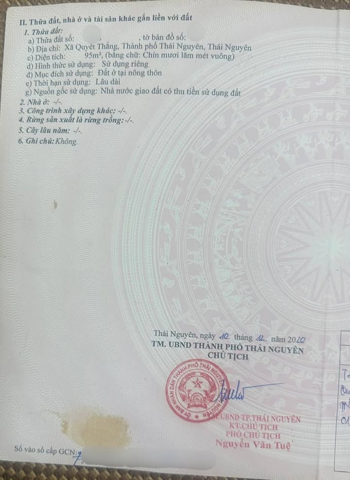 Đất dự án Miaforet Thái Nguyên 95m² - Sổ đỏ chính chủ, đầu tư sinh lời!