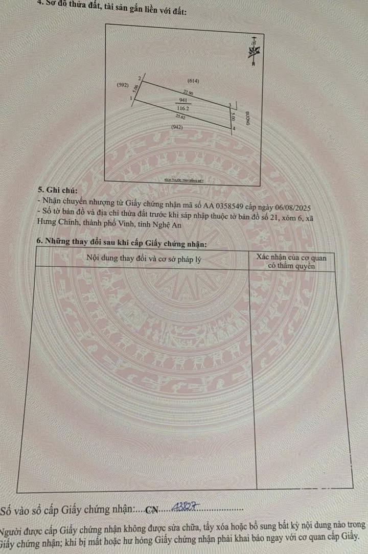 Bán đất Xóm 6, Đường Lê Xuân Đào, TP. Vinh, 116m² - Giá chỉ 1.8 tỷ, Hướng Đông Nam