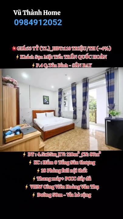 FrontHouse Trần Quốc Hoàn, Tân Bình 110m² giá 33 tỷ - Đầu tư sinh lời hấp dẫn!