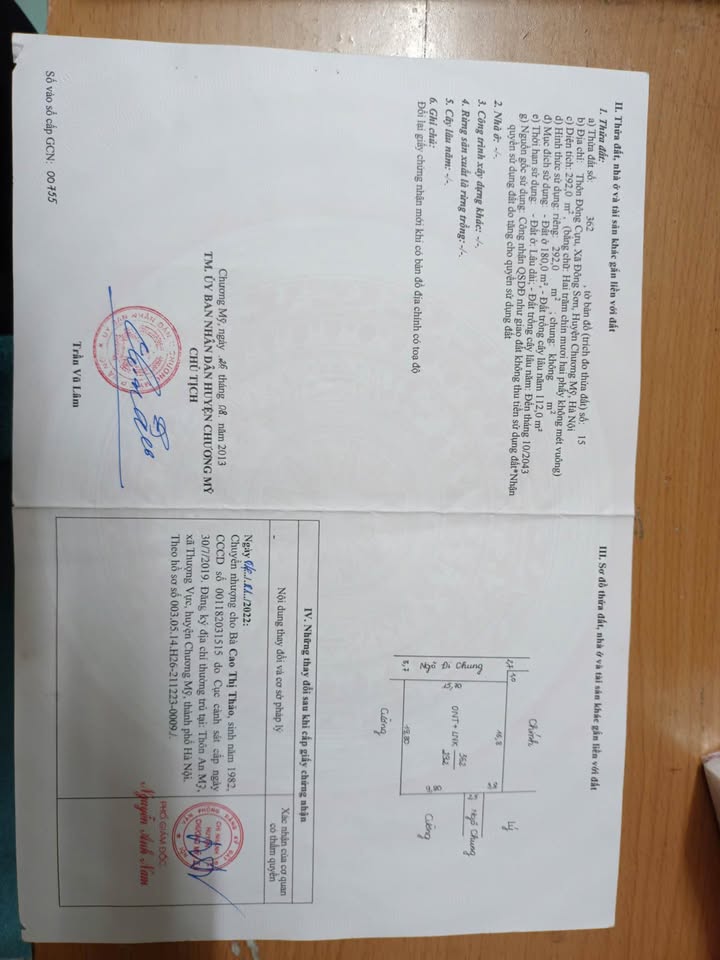 Đất nền 292m² tại Đông Sơn – Chương Mỹ giá thỏa thuận - Đầu tư sinh lời!