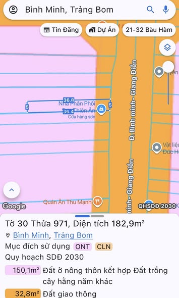 Đất mặt tiền kinh doanh Trục chính Bình Minh - Giang Điền 183m² giá 4.5 tỷ - Đầu tư sinh lời cao!