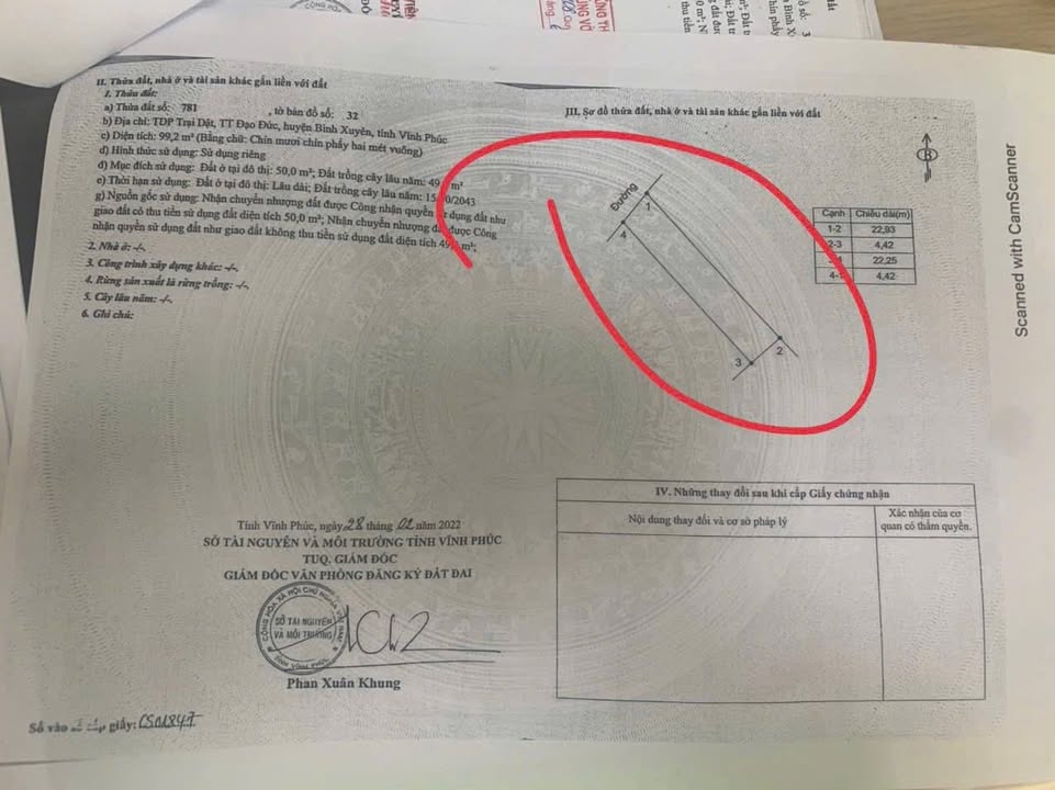 Đất nền 99.2m² tại Thị trấn Đạo Đức, Bình Xuyên, Vĩnh Phúc - Đầu tư sinh lời cao!