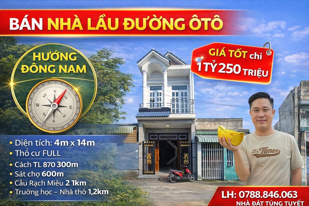 Nhà lầu 56m² tại ấp Đồng Trung An, Mỹ Tho - Vị trí đẹp, ôtô vào tận nhà!