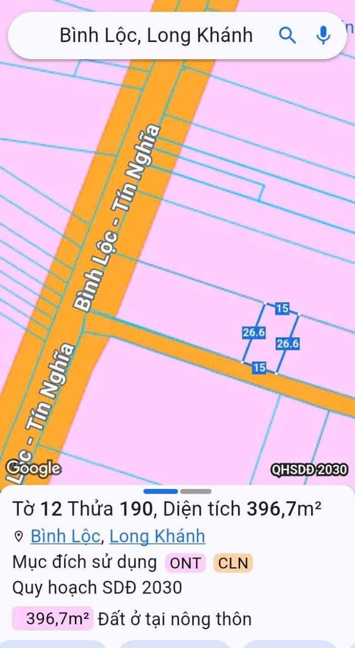 Bán đất mặt tiền đường nhựa Bình Lộc 390m² giá 1.65 tỷ - Đầu tư sinh lời lý tưởng!