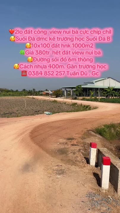 Đất nền Suối Đá, Dương Minh Châu 1000m² giá 380 triệu - View núi tuyệt đẹp!