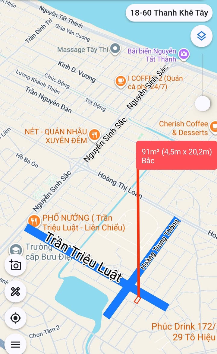 Đất nền mặt tiền đường Trần Triệu Luật, Liên Chiểu, 91m² giá 6 tỷ - Sổ hồng chính chủ sẵn sàng!