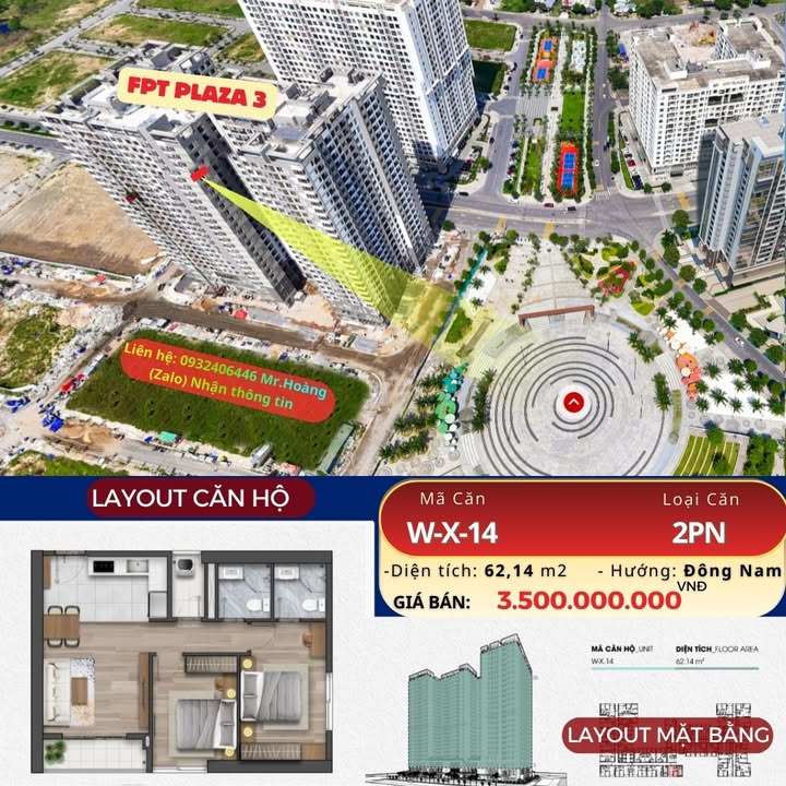 Căn hộ chung cư FPT Plaza 3, Đà Nẵng 62m² giá 3.5 tỷ - Sắp bàn giao ngay!