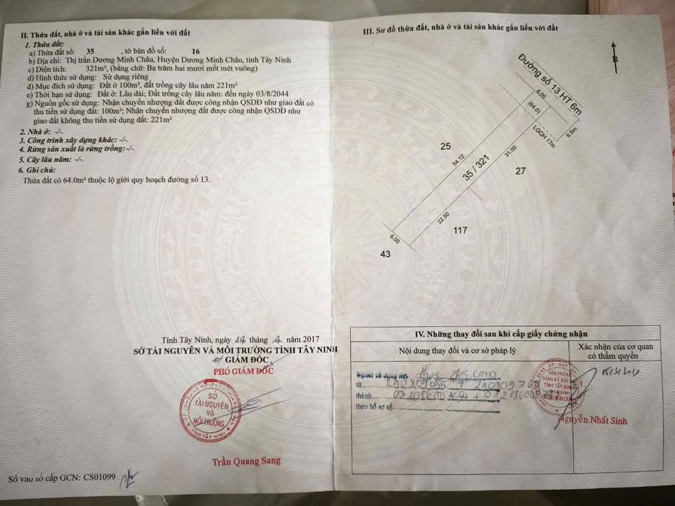 Đất nền Dương Minh Châu 324m² giá 130 triệu - Sổ hồng chính chủ