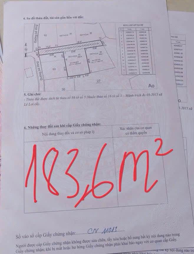 Đất nền Lê Lợi, P. Hoành Bồ 183,6m² giá 734 triệu - Đầu tư sinh lời tuyệt vời!