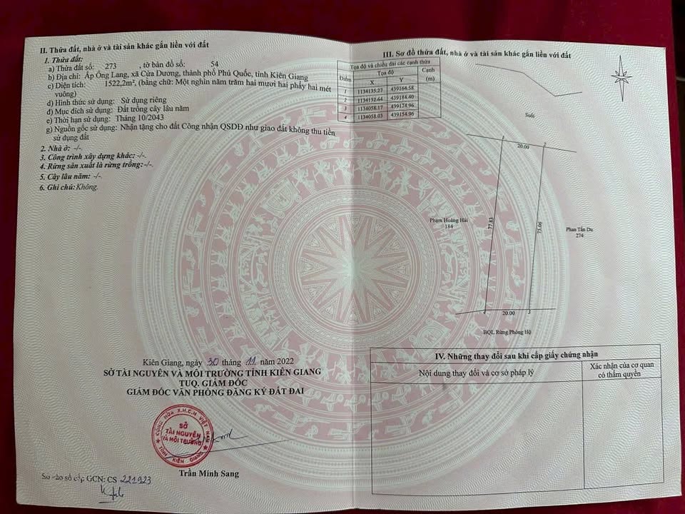 Đất nền 1522m² đường Ông Lang, Phú Quốc giá chỉ 6.088 tỷ - Cơ hội hiếm có!