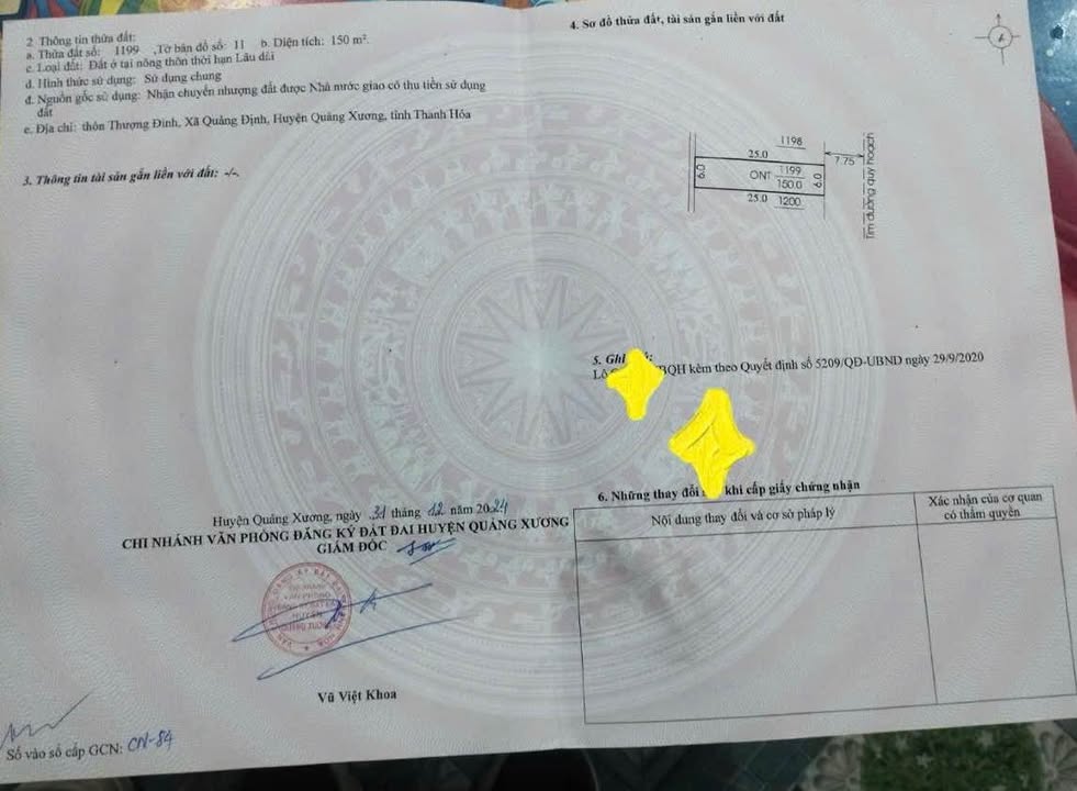 Đất thổ cư 150m² tại Xã Quảng Định, Huyện Quảng Xương - Giá chỉ 1.2 tỷ!