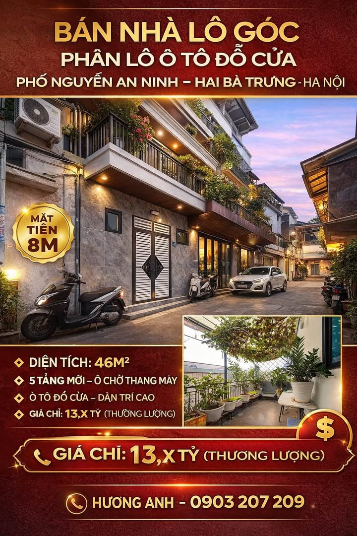 Nhà lô góc phố Nguyễn An Ninh 46m² giá 13 tỷ - Ô tô đỗ cửa, vào ở ngay!