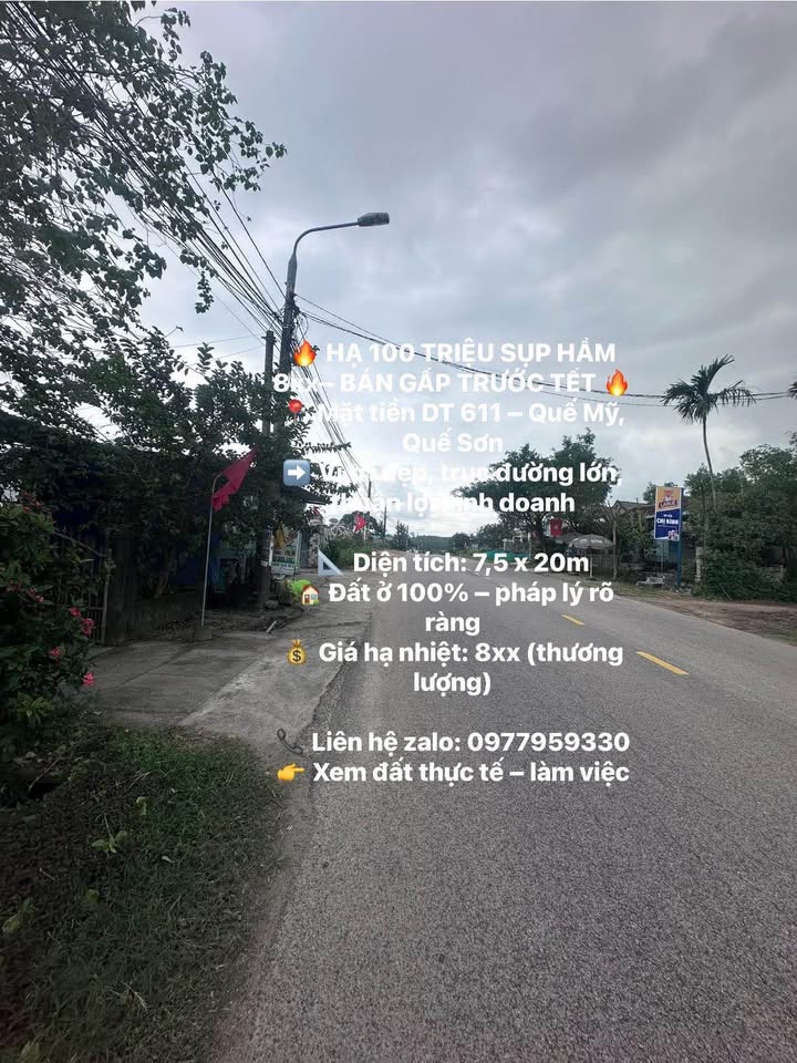 Đất nền FrontHouse tại Quế Mỹ, Quế Sơn 150m² giá 800 triệu - Hạ 100 triệu trước Tết!