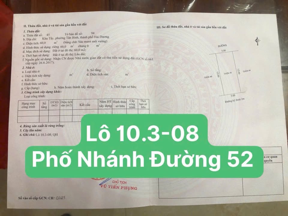 Bán đất phố Nhánh đường 52, Quận Hải An, 60m² giá 3 tỷ - Cơ hội đầu tư tuyệt vời!