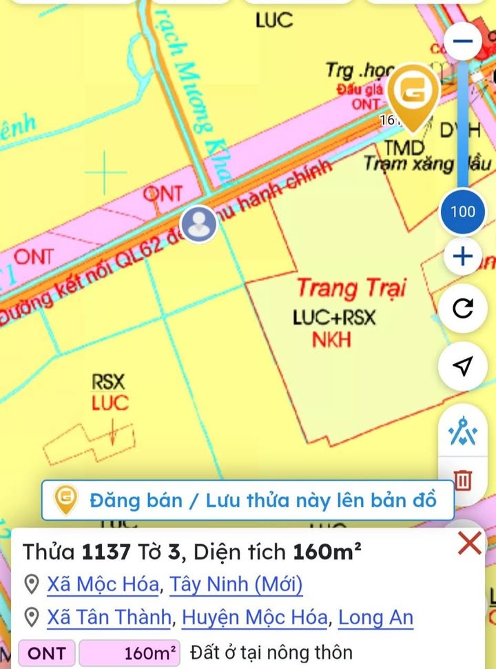 Đất nền xã Tân Thành, Mộc Hóa 160m² giá 550 triệu - Cơ hội đầu tư hấp dẫn!