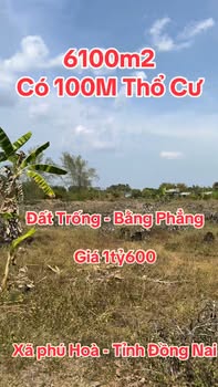 Đất nền Xã Phú Hòa 6100m² giá chỉ 1.6 tỷ - Cơ hội đầu tư tuyệt vời!