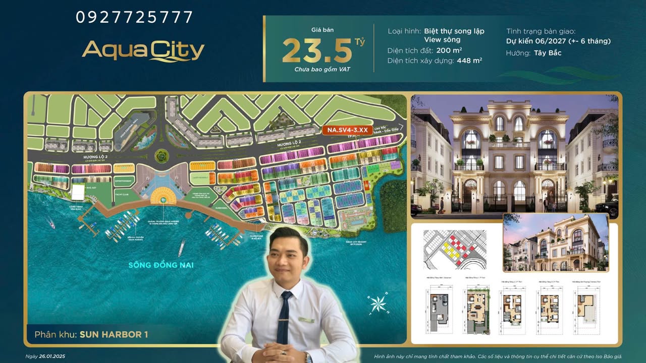 Biệt Thự Song Lập 200m² Sunharbor 1 The Suite - Sẵn nhà, View Sông, Giá 6.3 Tỷ VND