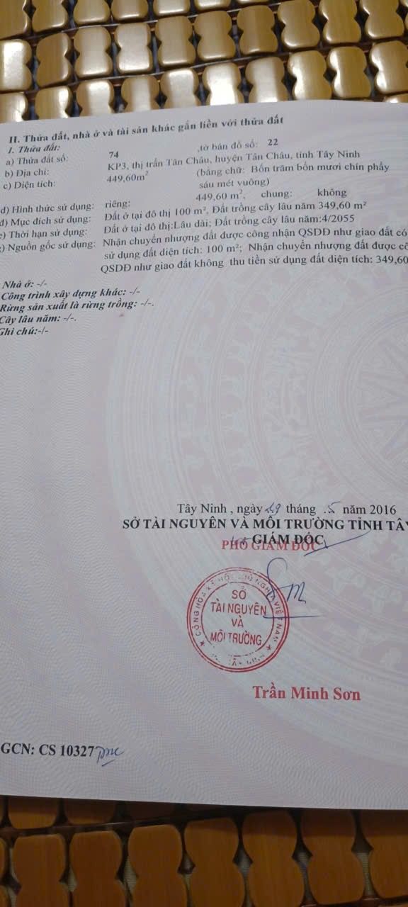 Đất nền khu phố 3, Thị trấn Tân Châu, 450m² - Cơ hội đầu tư hấp dẫn!