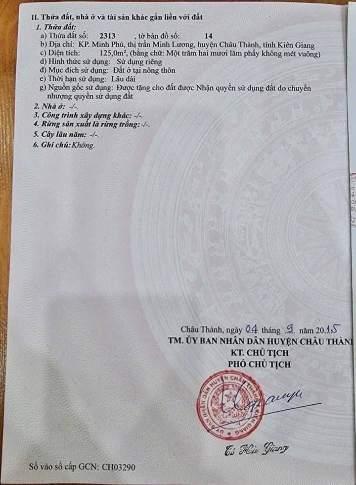 Đất nền KDC Hai Lai Minh Lương 125m² giá thỏa thuận - Đầu tư sinh lời ngay!