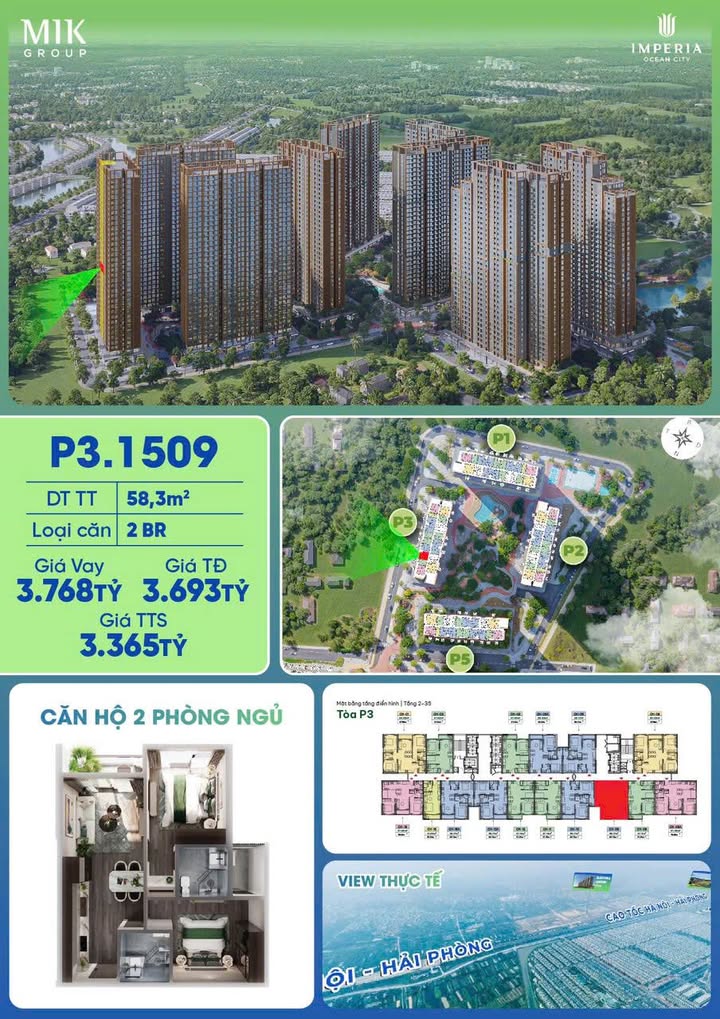 Căn hộ Imperia Ocean City - 58.3m² giá 3.365 tỷ - Nhà đẹp sẵn sàng ở ngay!