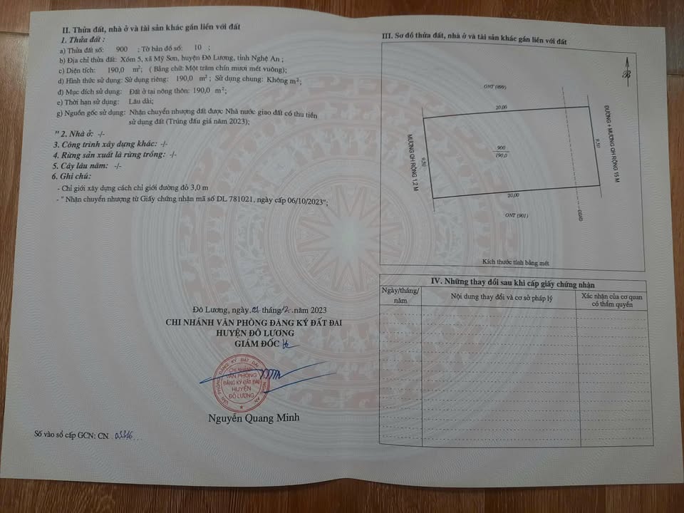 Đất đấu giá Mỹ Sơn, Đô Lương, 190m², Giá tốt hiếm có!