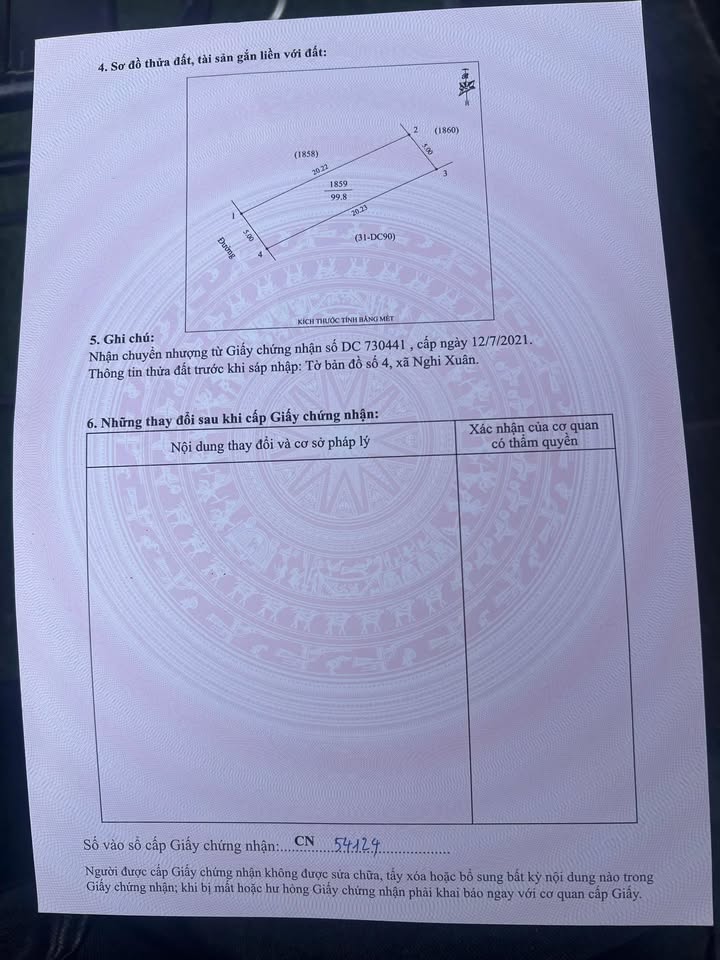 Lô đất chính chủ tại Nghi Xuân 99.8m² giá 1.8 tỷ - Đường 6m thông thoáng